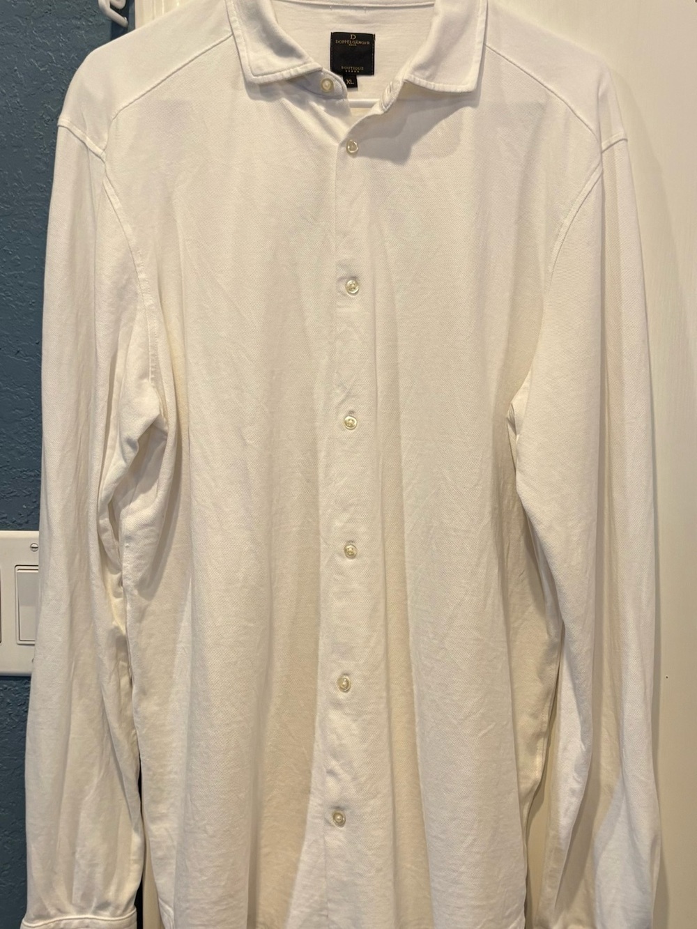Doppelgänger Boutique Men's White Long-Sleeve Button-Down Shirt 100% cotton